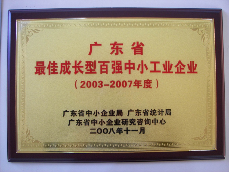 廣東省最佳成長型百強中小工業(yè)企業(yè)